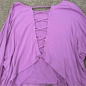 Lavender Lace-Up Women's Top